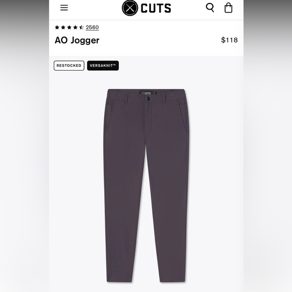 Cuts AO jogger Pant Cast Iron — size M - Picture 2 of 5